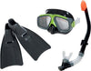 Set-Maschera-Boccaio-Pinne-Per-Immersioni-Snorkeling-Sub-Mare-Piscina-Nero