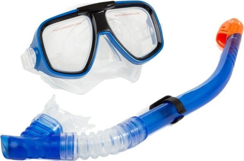 Set-Maschera-Con-Boccaio-Per-Immersioni-Snorkeling-Sub-Mare-Piscina-Blu
