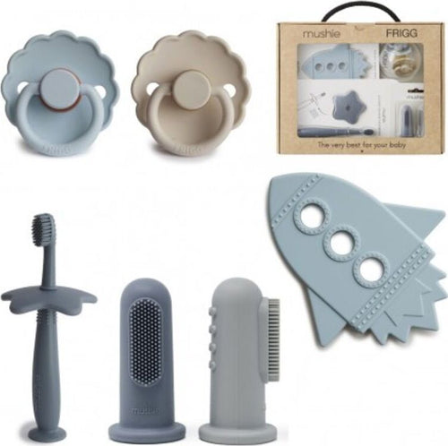 Set Massaggiagengive Mushie Celeste Prima infanzia/Succhietti e massaggiagengive/Massaggiagengive La Casa Del Bebè - Napoli, Commerciovirtuoso.it