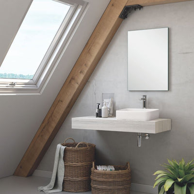 Set mensolone bagno con lavabo Ely colore rovere grigio ghiaccio 120x45x12 cm.