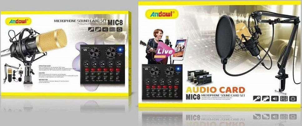 Set Microfono Con Mix Schede Audio Filtro Anti-pop Supporto Girevole Studio Mic8 Strumenti Musicali/Microfoni/Set di microfoni Trade Shop italia - Napoli, Commerciovirtuoso.it