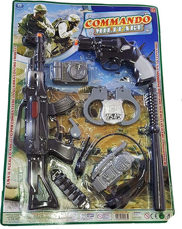 SET MILITARE PISTOLA MANGANELLO FUCILE MIMETICO CARTUCCE RADIO GIOCO BAMBINI Giochi e giocattoli/Giochi d'imitazione e accessori di travestimento/Costumi e travestimenti/Kit di travestimento Trade Shop italia - Napoli, Commerciovirtuoso.it