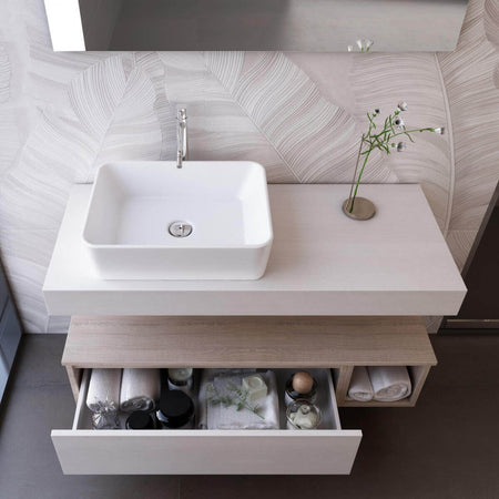 Set Mobile Bagno Sospeso Rovere Chiaro, Mensola E Lavabo Da Appoggio in Ceramica Bianca, E Specchio Set Completo Design Moderno Casa e cucina/Bagno/Mobili da bagno/Mobiletti e armadietti/Mobili a muro Shopbagno.it - Roma, Commerciovirtuoso.it