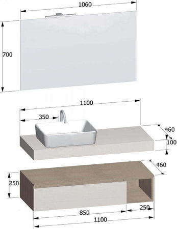 Set Mobile Bagno Sospeso Rovere Chiaro, Mensola E Lavabo Da Appoggio in Ceramica Bianca, E Specchio Set Completo Design Moderno Casa e cucina/Bagno/Mobili da bagno/Mobiletti e armadietti/Mobili a muro Shopbagno.it - Roma, Commerciovirtuoso.it