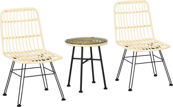 Set-Mobili-da-Giardino-3-Pezzi-con-Tavolino-e-Sedie-in-Rattan-PE,-Poilestere-e-Acciaio-per-Esterni,-Crema-863-087CW