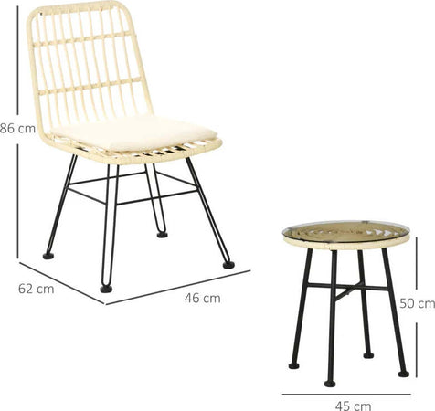 Set-Mobili-da-Giardino-3-Pezzi-con-Tavolino-e-Sedie-in-Rattan-PE,-Poilestere-e-Acciaio-per-Esterni,-Crema-863-087CW