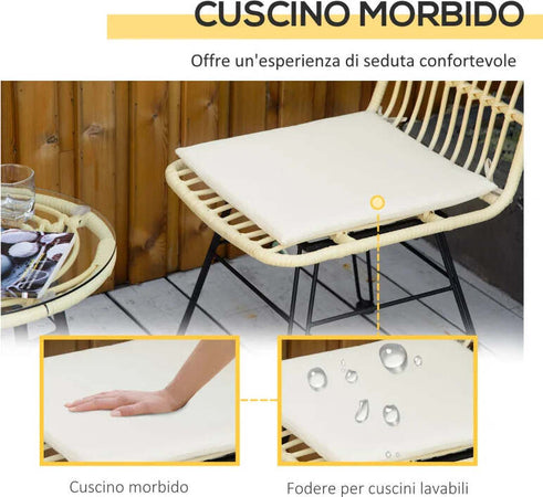 Set-Mobili-da-Giardino-3-Pezzi-con-Tavolino-e-Sedie-in-Rattan-PE,-Poilestere-e-Acciaio-per-Esterni,-Crema-863-087CW