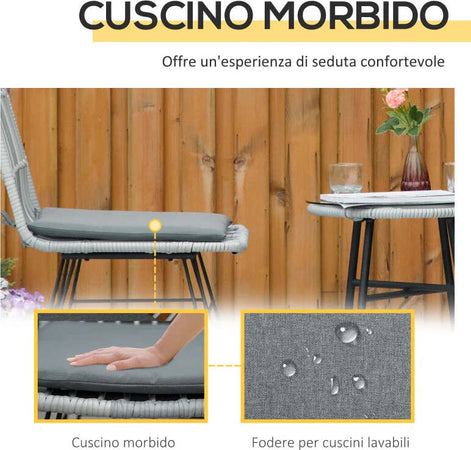 Set-Mobili-da-Giardino-3-Pezzi-con-Tavolino-e-Sedie-in-Rattan-PE,-Poilestere-e-Acciaio-per-Esterni,-Grigio-863-087GY