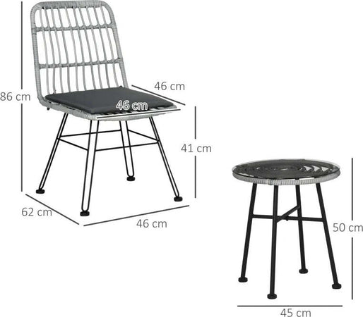 Set-Mobili-da-Giardino-3-Pezzi-con-Tavolino-e-Sedie-in-Rattan-PE,-Poilestere-e-Acciaio-per-Esterni,-Grigio-863-087GY