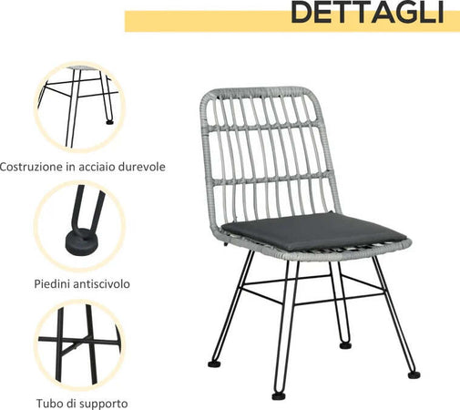 Set-Mobili-da-Giardino-3-Pezzi-con-Tavolino-e-Sedie-in-Rattan-PE,-Poilestere-e-Acciaio-per-Esterni,-Grigio-863-087GY