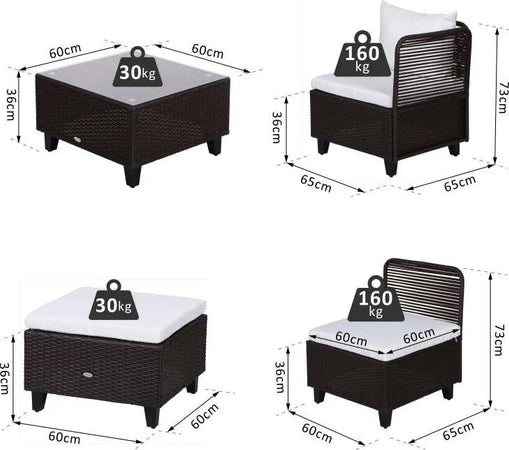 Set-Mobili-da-Giardino-5-Pezzi-Tavolino-con-Piano-in-Vetro-Temperato-Rattan-3-Poltrone-1-Poggiapiedi-1-in-Alluminio,-Rattan-860-060