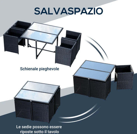 Set-Mobili-da-Giardino-5pz-Set-Tavolo-da-Pranzo-con-4-Sedie-con-Cuscini-Combinabili-a-Rettangolo,-Nero,-109x109x72-cm-863-008
