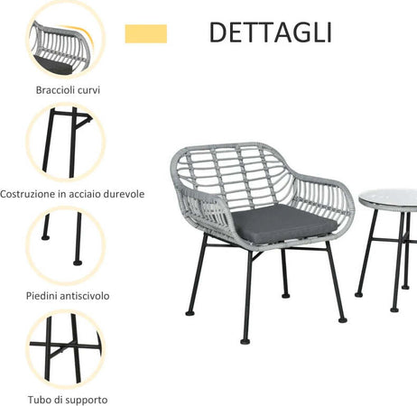 Set-Mobili-da-Giardino-in-Rattan-PE-con-2-Sedie-e-Tavolino-con-Ripiano-in-Vetro,-Grigio-863-085