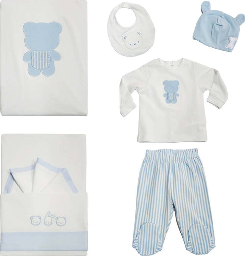 Set Nascita Bimbo 5Pz. Tutina Maglietta e Pantalone +1Cappellino Azzurro + Lenzuolo +Coperta Kit Primi Giorni Neonato Azzurro e Bianco Set Completo Nascita Bimbo Sanitaria Gioia del Bimbo - Villa San Giovanni, Commerciovirtuoso.it