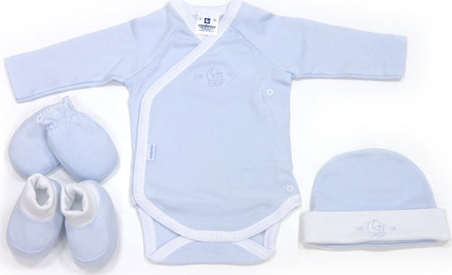Set Neonato 4 Pezzi  Interlock Ref.711 Liso Azzurro Taglia 0 Prima infanzia/Regali per neonati/Set da regalo La Casa Del Bebè - Napoli, Commerciovirtuoso.it