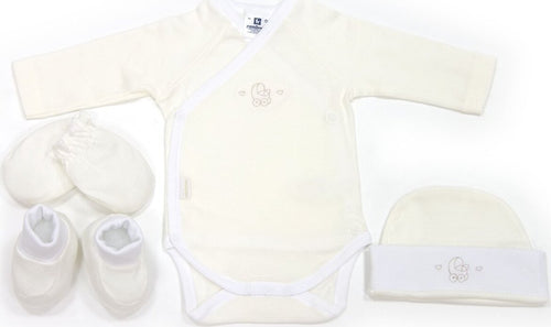 Set Neonato 4 Pezzi  Interlock Ref.711 Liso Beige Taglia 0 Prima infanzia/Regali per neonati/Set da regalo La Casa Del Bebè - Napoli, Commerciovirtuoso.it