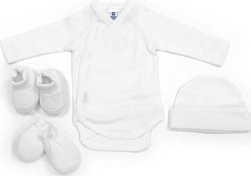 Set Neonato 4 Pezzi  Interlock Ref.711 Liso Bianco Taglia 0 Prima infanzia/Regali per neonati/Set da regalo La Casa Del Bebè - Napoli, Commerciovirtuoso.it