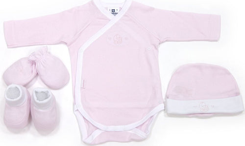 Set Neonato 4 Pezzi  Interlock Ref.711 Liso Rosa Taglia 0 Prima infanzia/Regali per neonati/Set da regalo La Casa Del Bebè - Napoli, Commerciovirtuoso.it