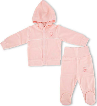 Set-Neonato-Baby-Irge-Per-Bimbo-O-Bimba-Da-1-A-9-Mesi-In-Cotone-Organico-100%-Cardigan-Con-Cappuccio-+pantalone-Con-Calzini