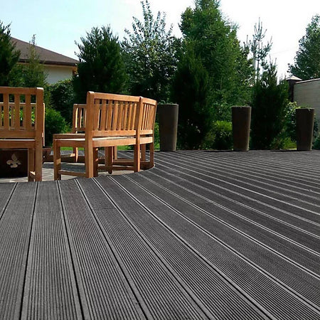 (€39,90mq) KIT 8,41mq di Decking WPC 40×25×2900mm Coffee o Grey doppia faccia Inclusi Magatelli - clip acciaio e viti