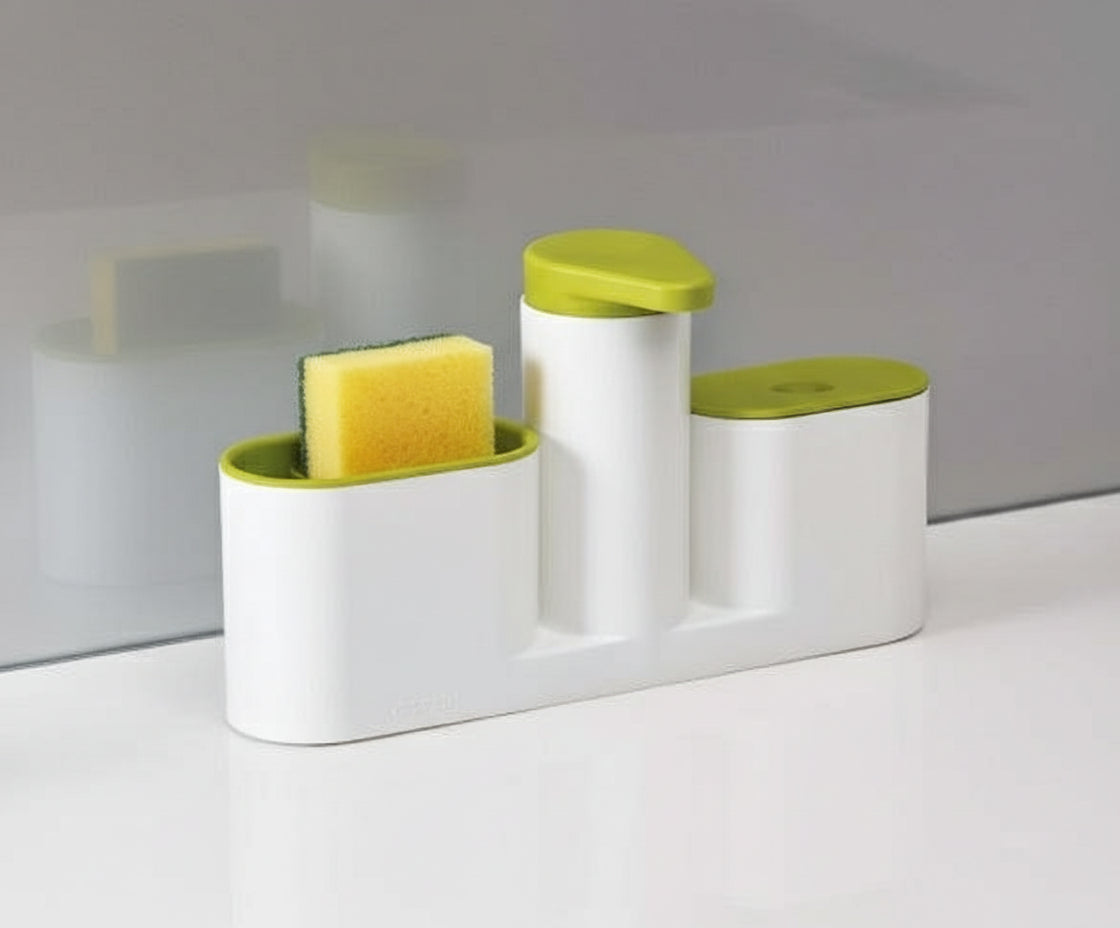 Basics Organizer per lavello da cucina/portaspugne, Grande, Bianco