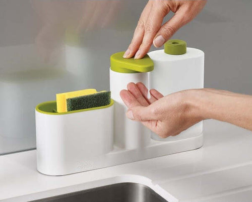 Set-Organizer-Per-Lavello-Dispenser-Di-Sapone-Liquido-+-Bottiglia-+-Contenitore