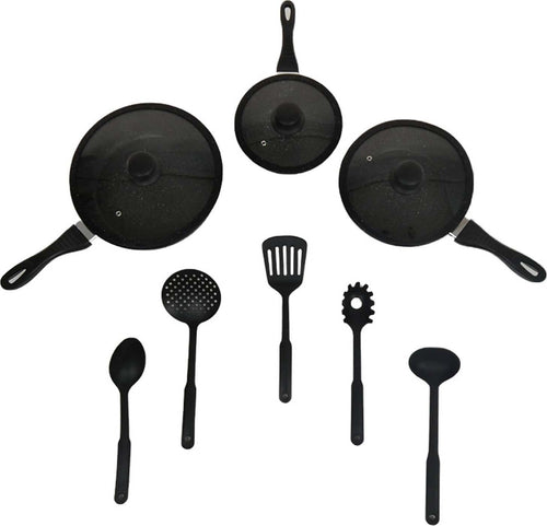 Set Pentole 11 Pz. Batteria Pentole Da Cucina in Pietra Lavica Nera Dg Bavaria Pentole Padelle Con Coperchi E Manici Casa e cucina/Pentole padelle e pirofile/Pentole e padelle/Set/Set di pentole e padelle Puleo Casa - Palermo, Commerciovirtuoso.it