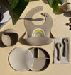 Set-pappa-(ciotola-piatto-bavaglino-e-posate)--beige