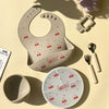Set-pappa-(ciotola-piatto-bavaglino-e-posate-in-acciaio-inox)--beige