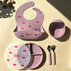 Set-pappa-(ciotola-piatto-bavaglino-e-posate-in-acciaio-inox)--rosa-