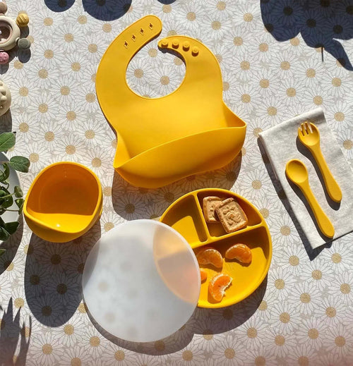 Set-pappa-(ciotola-piatto-bavaglino-e-posate)--mustard