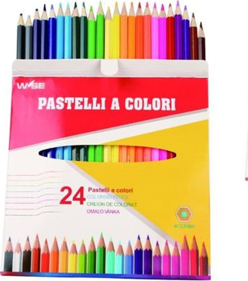 Set-Pastelli-Colorati-24-Pz.-Matite-In-Legno-Per-Colorare-Uso-Scuola-Disegno