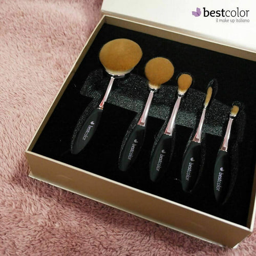 Set Pennelli Professionali Trucco 5 pezzi Pennelli ovali make up brush per contouring Kit 3 oval + 1 linear + 1 circle Pennelli make up Profumeria Chèri - Locri, Commerciovirtuoso.it