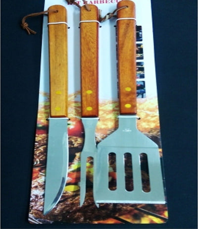 SET PER BARBECUE GRILL IN ACCIAIO MANICO LEGNO COLTELLO PALETTA FORCHETTONE Giardino e giardinaggio/Barbecue e picnic/Utensili per barbecue/Set di attrezzi Trade Shop italia - Napoli, Commerciovirtuoso.it