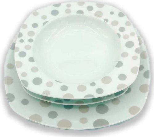 Set piatti 18 pezzi in porcellana Bavaria con pois in porcellana bianca set piatti fondi piani e dessert in Porcellana Made in Italy x6 Persone Set piatti 18 pezzi L'Orchidea - Siderno, Commerciovirtuoso.it
