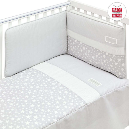 Set Piumone + Paracolpi 70X140 Cm Star Grigio Casa e cucina/Tessili per la casa/Biancheria per culle e lettini/Biancheria bimbi/Completi da lettino La Casa Del Bebè - Napoli, Commerciovirtuoso.it