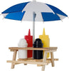 SET PORTA CONDIMENTI 4 PEZZI CON TAVOLINO IN LEGNO E OMBRELLONE PIC NIC BLU  Trade Shop italia - Napoli, Commerciovirtuoso.it