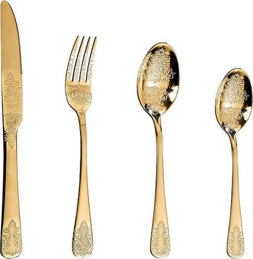 Set Posate Oro 24 Pz. Servizio Di Posate 6 Persone Bavaria Ottingher Decorate Color Oro in Acciaio Inox Postate Decorate Eleganti Art. 173 Casa e cucina/Stoviglie/Posate/Set di posate/Set di posate miste L’Orchidea - Siderno, Commerciovirtuoso.it