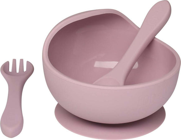 Set-prima-pappa--ciotola-con-ventosa-e-posate--rosa--