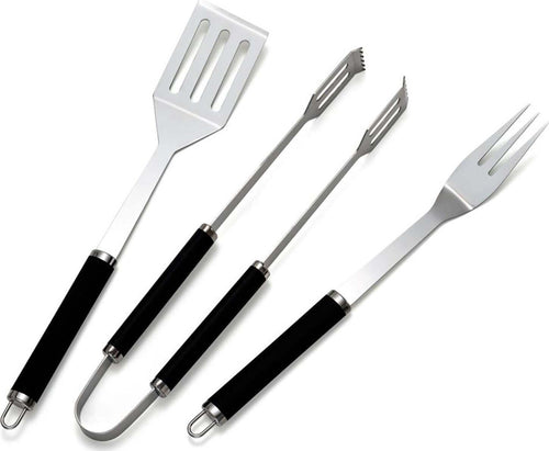 Set professionale 3 accessori barbecue in acciaio Inox con manici isolanti Giardino e giardinaggio/Barbecue e picnic/Utensili per barbecue/Set di attrezzi La Zappa - Altamura, Commerciovirtuoso.it
