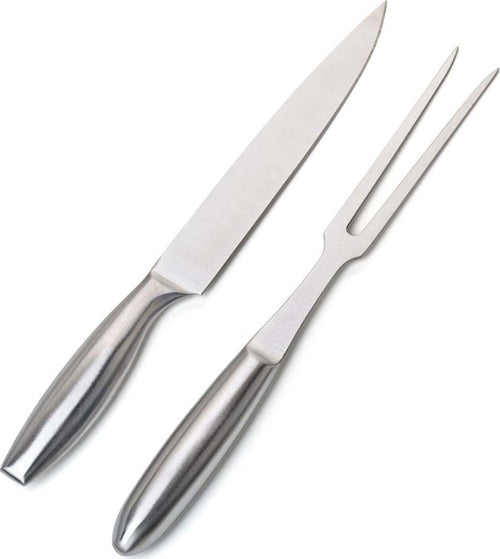 Set professionale da taglio 2 accessori barbecue in acciaio Inox h 33 cm