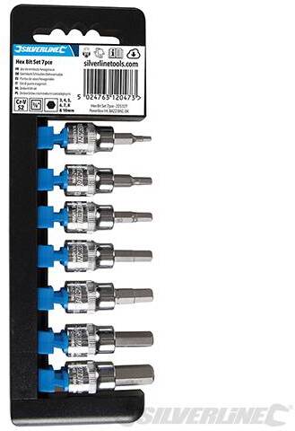 Set punte chiavi inserti 3/8 esagonali 3-10 mm per cacciavite Silverline
