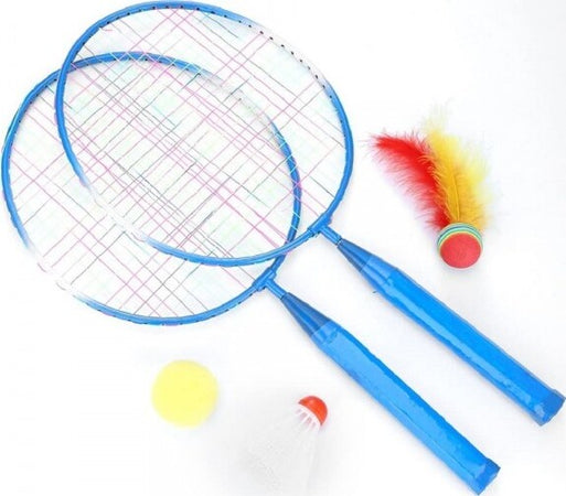 Set-Racchetta-Badminton-Palla-Leghe-Nylon-Per-Bambini-Giocattoli-All'aperto-Blu