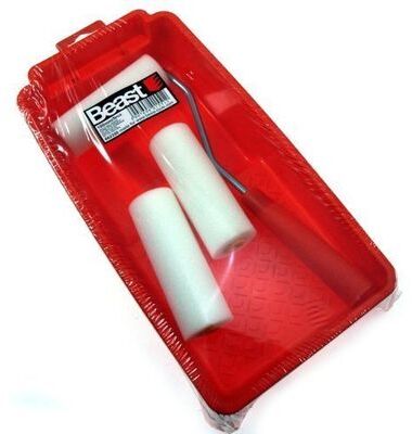 SET RULLI DA VERNICE 3 pezzi PIU' VASCHETTA IN PLASTICA RIGIDA BEAST