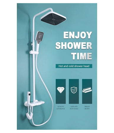 Set Saliscendi Bagno Colonna Doccia Rubinetto Soffione Doccetta Bidet Bianco 87345