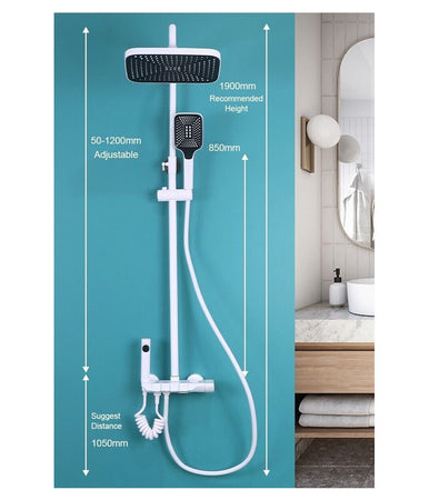 Set Saliscendi Bagno Colonna Doccia Rubinetto Soffione Doccetta Bidet Bianco 87345