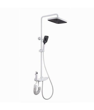 Set Saliscendi Bagno Colonna Doccia Rubinetto Soffione Doccetta Bidet Bianco 87345