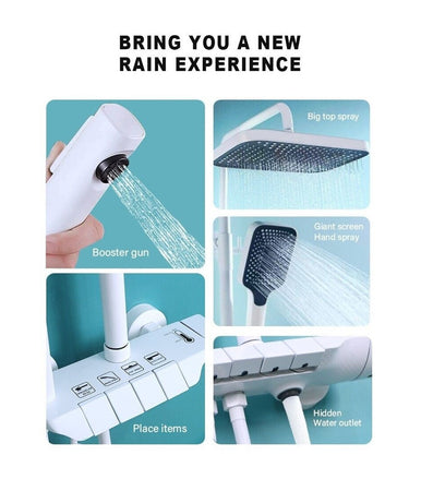 Set Saliscendi Bagno Colonna Doccia Rubinetto Soffione Doccetta Bidet Bianco 87345