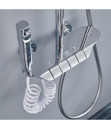 Set Saliscendi Bagno Colonna Doccia Rubinetto Soffione Doccetta Bidet Cromato 87343