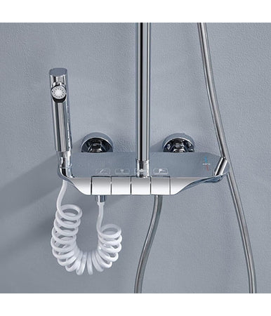 Set Saliscendi Bagno Colonna Doccia Rubinetto Soffione Doccetta Bidet Cromato 87343